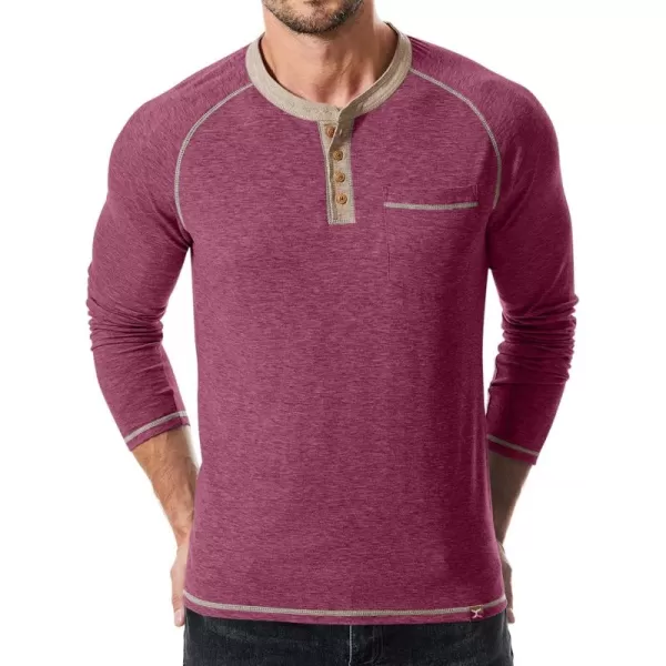 JMIERR Mens Henley Long Sleeve T-Shirt Casual Lightweight Shirts with Pockets