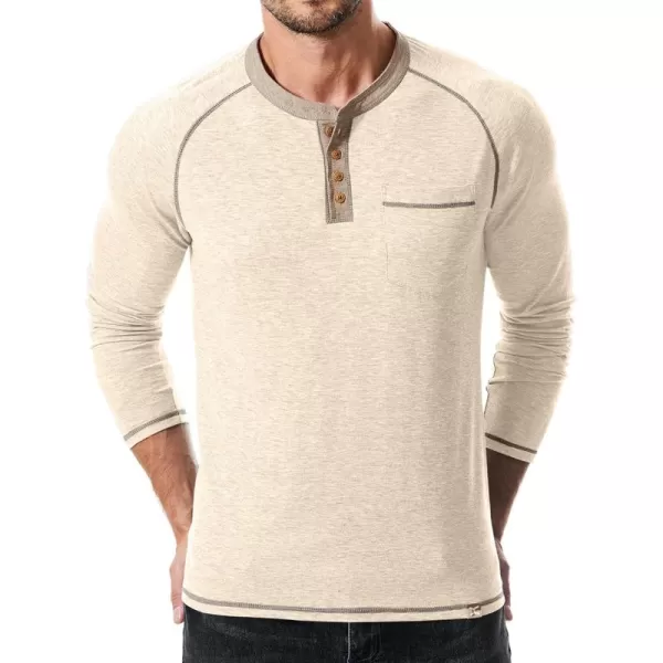 JMIERR Mens Henley Long Sleeve T-Shirt Casual Lightweight Shirts with Pockets
