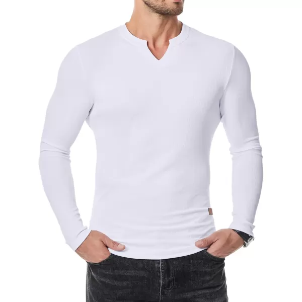 JMIERR Mens Long Sleeve Muscle T Shirts Casual V-Neck Longline Ribbed Tee Shirts