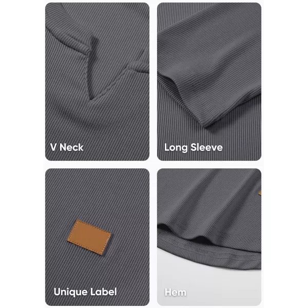JMIERR Mens Long Sleeve Muscle T Shirts Casual V-Neck Longline Ribbed Tee Shirts
