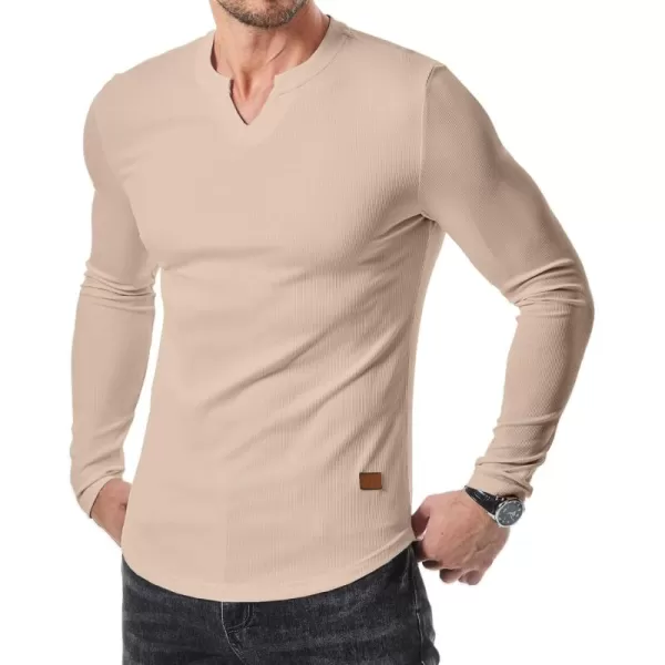 JMIERR Mens Long Sleeve Muscle T Shirts Casual V-Neck Longline Ribbed Tee Shirts