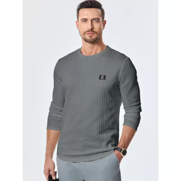 JMIERR Mens Casual Long Sleeve Knit Shirts Crew Neck Collar Pullover Sweatshirt