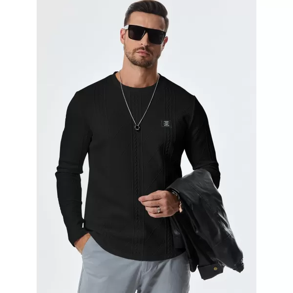JMIERR Mens Casual Long Sleeve Knit Shirts Crew Neck Collar Pullover Sweatshirt
