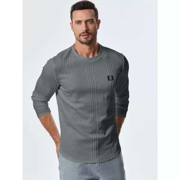JMIERR Mens Casual Long Sleeve Knit Shirts Crew Neck Collar Pullover Sweatshirt