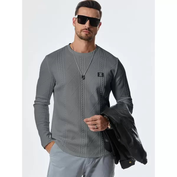JMIERR Mens Casual Long Sleeve Knit Shirts Crew Neck Collar Pullover Sweatshirt