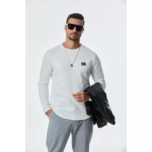 JMIERR Mens Casual Long Sleeve Knit Shirts Crew Neck Collar Pullover Sweatshirt