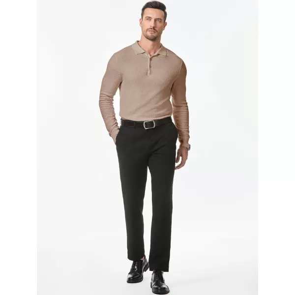 JMIERR Mens Knit Polo Shirts Casual Button Down Long Sleeve Textured Dress Shirts Classic Lightweight Pullover Sweater