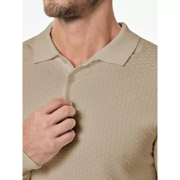 JMIERR Mens Knit Polo Shirts Casual Button Down Long Sleeve Textured Dress Shirts Classic Lightweight Pullover Sweater