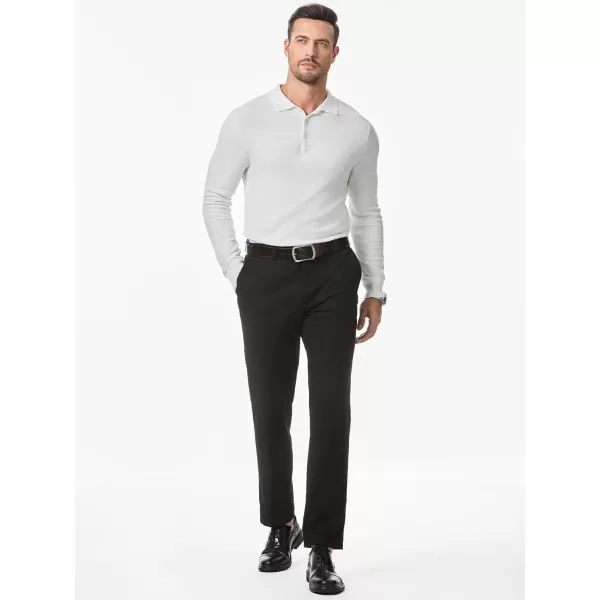 JMIERR Mens Knit Polo Shirts Casual Button Down Long Sleeve Textured Dress Shirts Classic Lightweight Pullover Sweater