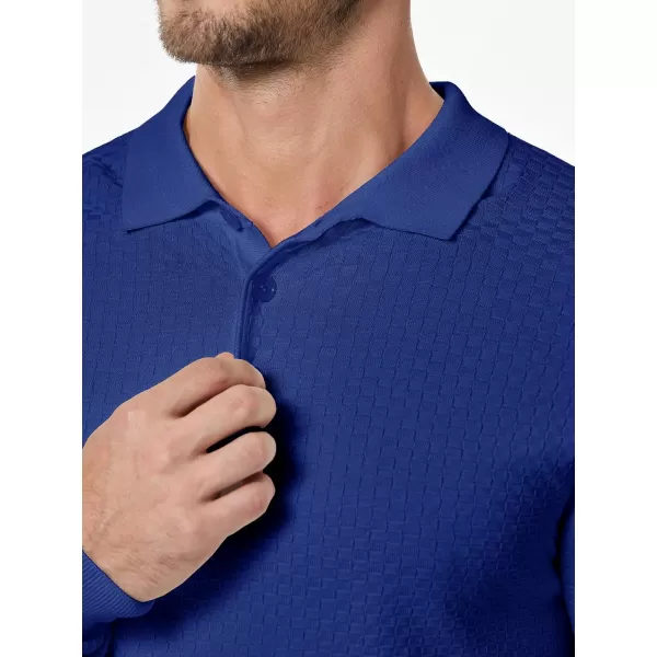 JMIERR Mens Knit Polo Shirts Casual Button Down Long Sleeve Textured Dress Shirts Classic Lightweight Pullover Sweater
