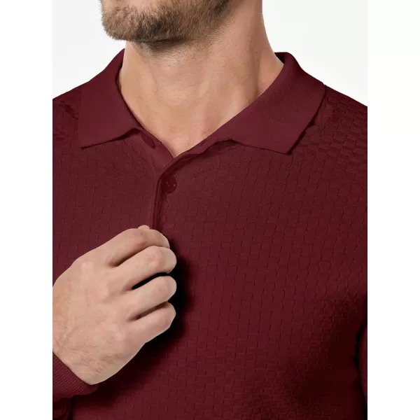 JMIERR Mens Knit Polo Shirts Casual Button Down Long Sleeve Textured Dress Shirts Classic Lightweight Pullover Sweater