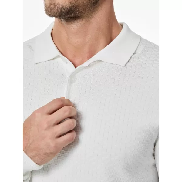 JMIERR Mens Knit Polo Shirts Casual Button Down Long Sleeve Textured Dress Shirts Classic Lightweight Pullover Sweater