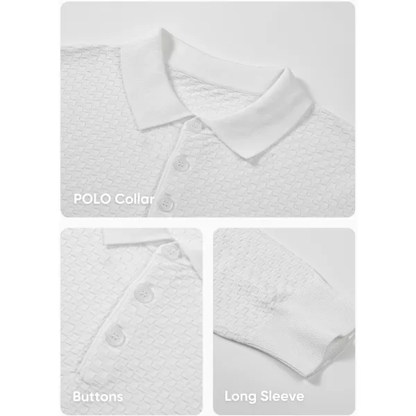 JMIERR Mens Knit Polo Shirts Casual Button Down Long Sleeve Textured Dress Shirts Classic Lightweight Pullover Sweater