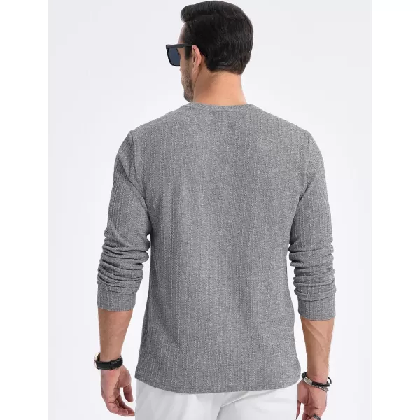 JMIERR Men's Long Sleeve Shirts Casual Crewneck Pullover T-Shirt Stretch Textured Knit Tee with Pocket