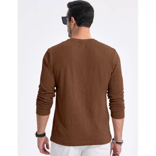 JMIERR Men's Long Sleeve Shirts Casual Crewneck Pullover T-Shirt Stretch Textured Knit Tee with Pocket