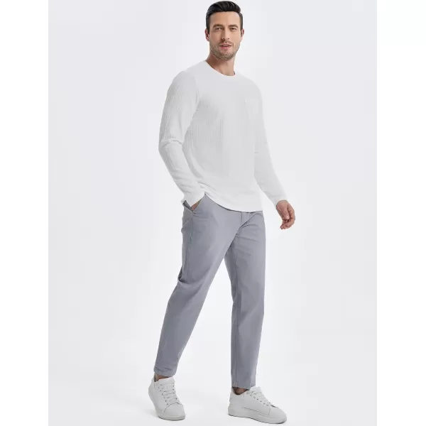 JMIERR Men's Long Sleeve Shirts Casual Crewneck Pullover T-Shirt Stretch Textured Knit Tee with Pocket