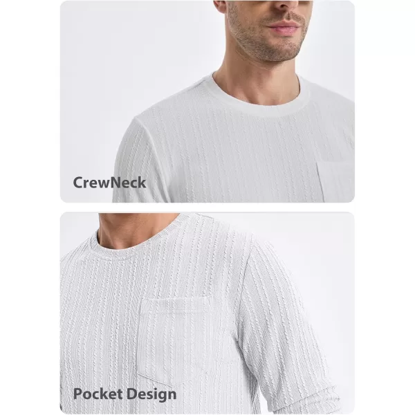 JMIERR Men's Long Sleeve Shirts Casual Crewneck Pullover T-Shirt Stretch Textured Knit Tee with Pocket