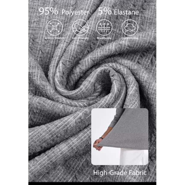 JMIERR Men's Long Sleeve Shirts Casual Crewneck Pullover T-Shirt Stretch Textured Knit Tee with Pocket