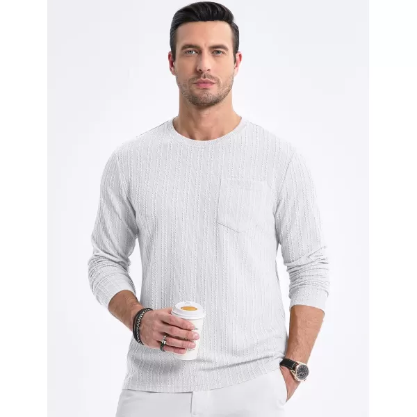 JMIERR Men's Long Sleeve Shirts Casual Crewneck Pullover T-Shirt Stretch Textured Knit Tee with Pocket