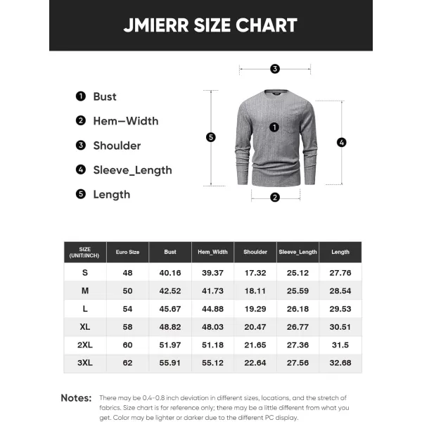 JMIERR Men's Long Sleeve Shirts Casual Crewneck Pullover T-Shirt Stretch Textured Knit Tee with Pocket