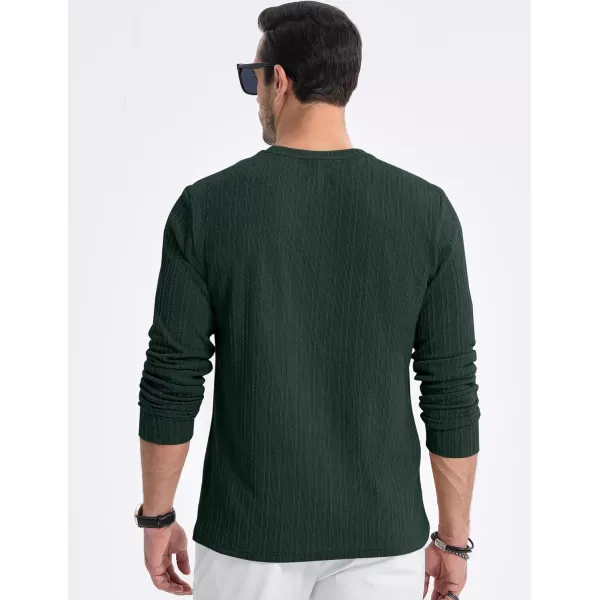 JMIERR Men's Long Sleeve Shirts Casual Crewneck Pullover T-Shirt Stretch Textured Knit Tee with Pocket