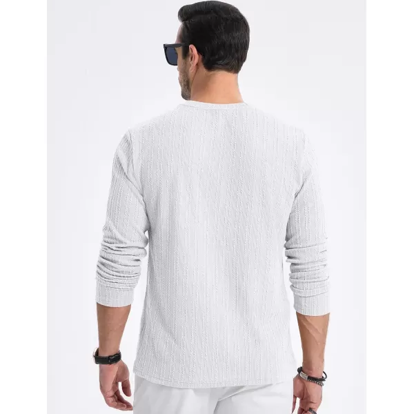 JMIERR Men's Long Sleeve Shirts Casual Crewneck Pullover T-Shirt Stretch Textured Knit Tee with Pocket