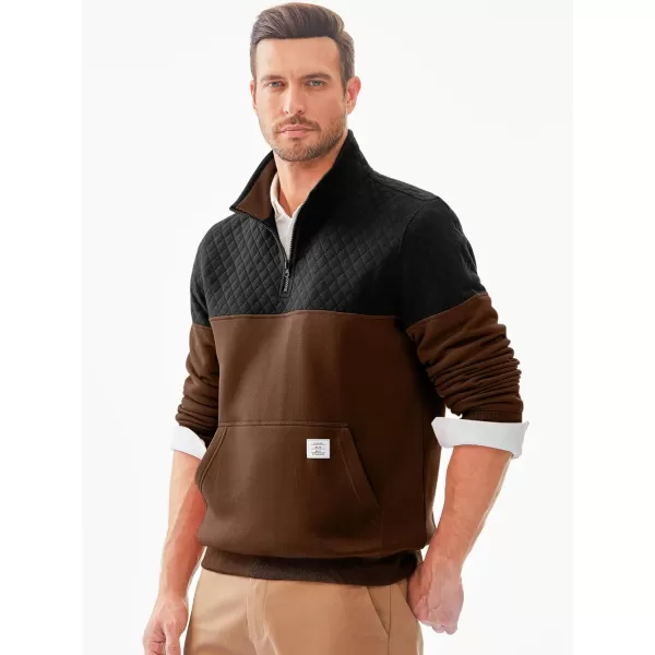 JMIERR Men's Quarter Zip Pullover Quilted Sweatshirt Pullover Long Sleeve Stand Collar Sweater Color Block Sweatshirt