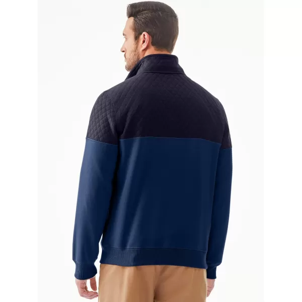 JMIERR Men's Quarter Zip Pullover Quilted Sweatshirt Pullover Long Sleeve Stand Collar Sweater Color Block Sweatshirt