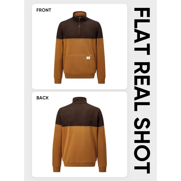JMIERR Men's Quarter Zip Pullover Quilted Sweatshirt Pullover Long Sleeve Stand Collar Sweater Color Block Sweatshirt