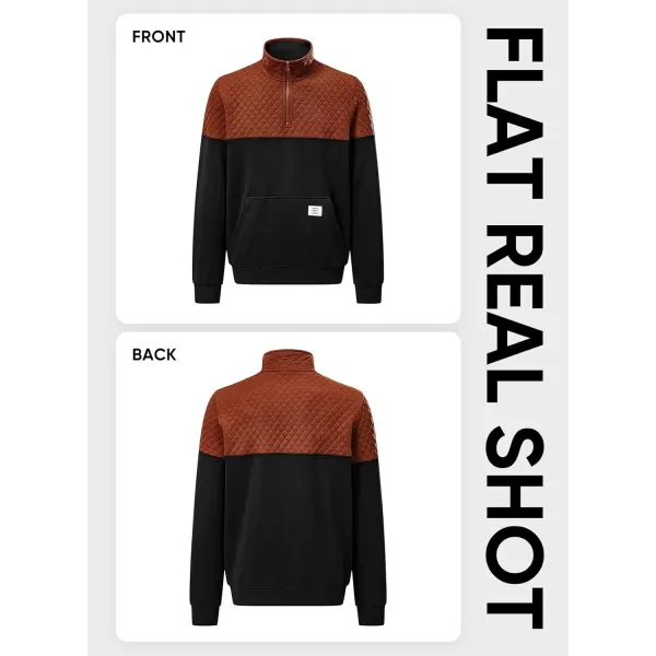 JMIERR Men's Quarter Zip Pullover Quilted Sweatshirt Pullover Long Sleeve Stand Collar Sweater Color Block Sweatshirt