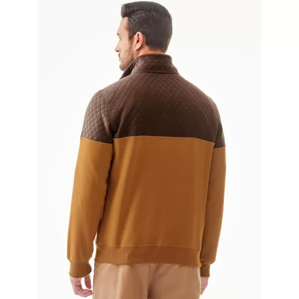 JMIERR Men's Quarter Zip Pullover Quilted Sweatshirt Pullover Long Sleeve Stand Collar Sweater Color Block Sweatshirt