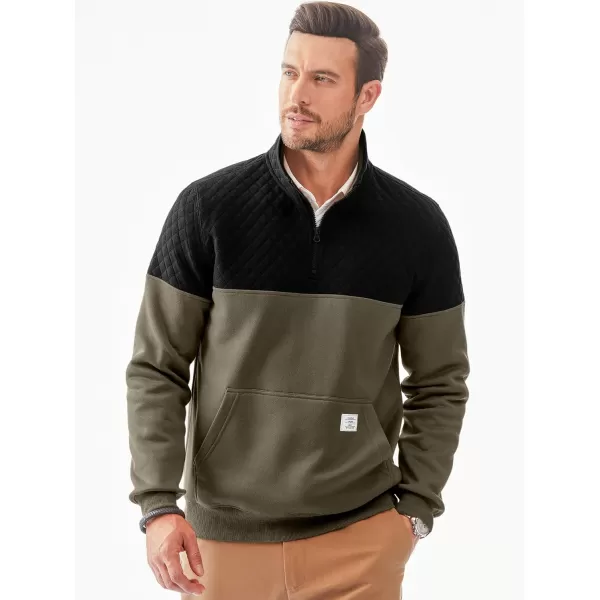 JMIERR Men's Quarter Zip Pullover Quilted Sweatshirt Pullover Long Sleeve Stand Collar Sweater Color Block Sweatshirt