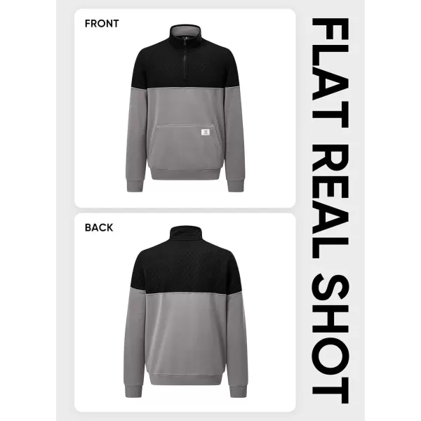 JMIERR Men's Quarter Zip Pullover Quilted Sweatshirt Pullover Long Sleeve Stand Collar Sweater Color Block Sweatshirt