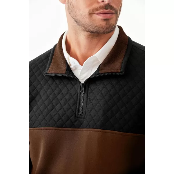 JMIERR Men's Quarter Zip Pullover Quilted Sweatshirt Pullover Long Sleeve Stand Collar Sweater Color Block Sweatshirt