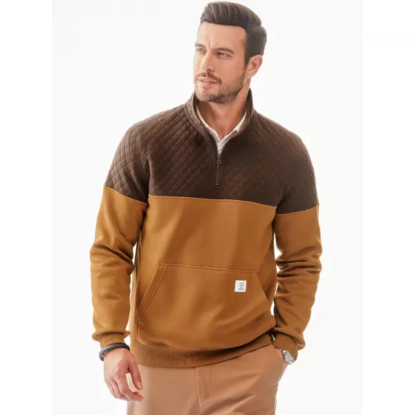 JMIERR Men's Quarter Zip Pullover Quilted Sweatshirt Pullover Long Sleeve Stand Collar Sweater Color Block Sweatshirt