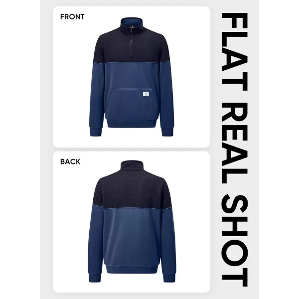 JMIERR Men's Quarter Zip Pullover Quilted Sweatshirt Pullover Long Sleeve Stand Collar Sweater Color Block Sweatshirt