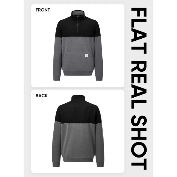 JMIERR Men's Quarter Zip Pullover Quilted Sweatshirt Pullover Long Sleeve Stand Collar Sweater Color Block Sweatshirt