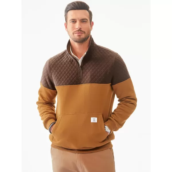 JMIERR Men's Quarter Zip Pullover Quilted Sweatshirt Pullover Long Sleeve Stand Collar Sweater Color Block Sweatshirt