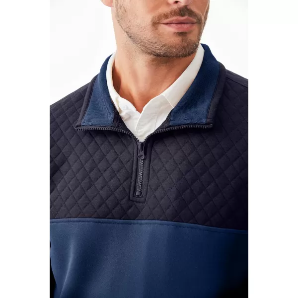 JMIERR Men's Quarter Zip Pullover Quilted Sweatshirt Pullover Long Sleeve Stand Collar Sweater Color Block Sweatshirt