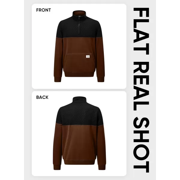 JMIERR Men's Quarter Zip Pullover Quilted Sweatshirt Pullover Long Sleeve Stand Collar Sweater Color Block Sweatshirt