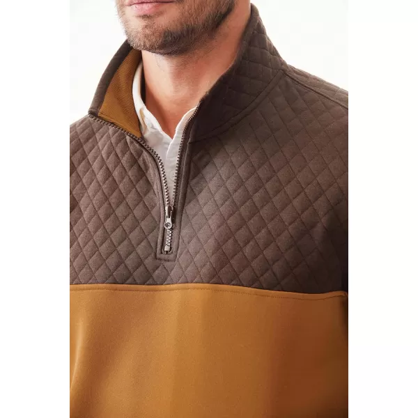 JMIERR Men's Quarter Zip Pullover Quilted Sweatshirt Pullover Long Sleeve Stand Collar Sweater Color Block Sweatshirt