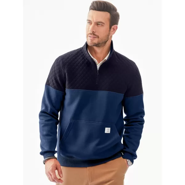 JMIERR Men's Quarter Zip Pullover Quilted Sweatshirt Pullover Long Sleeve Stand Collar Sweater Color Block Sweatshirt