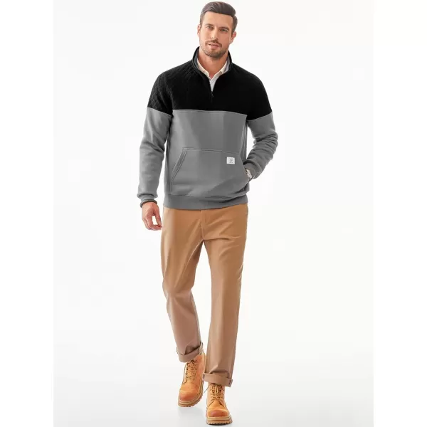 JMIERR Men's Quarter Zip Pullover Quilted Sweatshirt Pullover Long Sleeve Stand Collar Sweater Color Block Sweatshirt