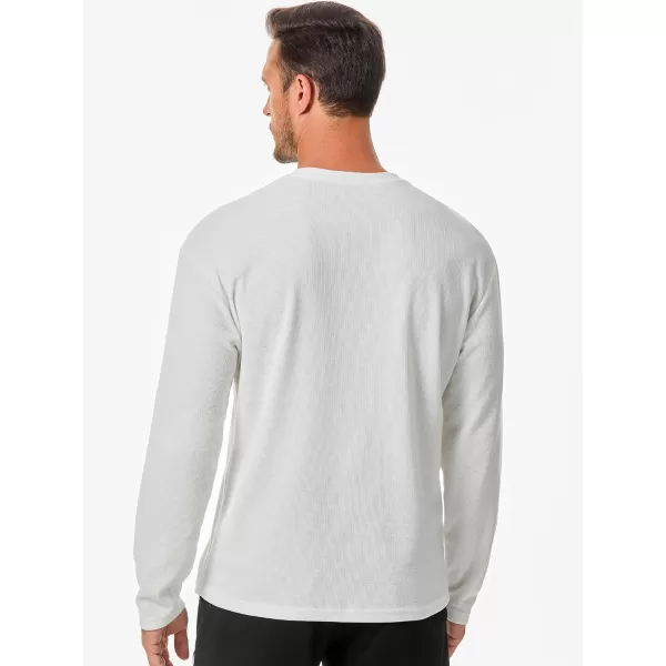 JMIERR Men's T-Shirt Waffle Textured Knit Drop-Shoulder Long Sleeve Tops Hipster Hip Hop Longline Crewneck Tees with Pocket