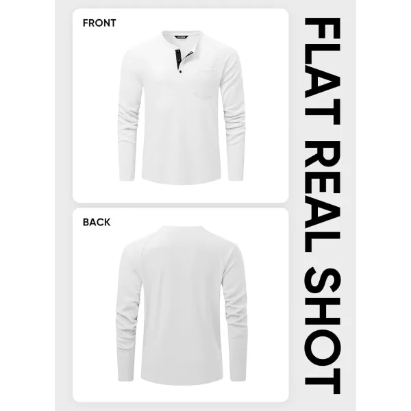 JMIERR Men's Waffle Henley Shirts Crewneck Long Sleeve Button Casual T-Shirt with Pocket