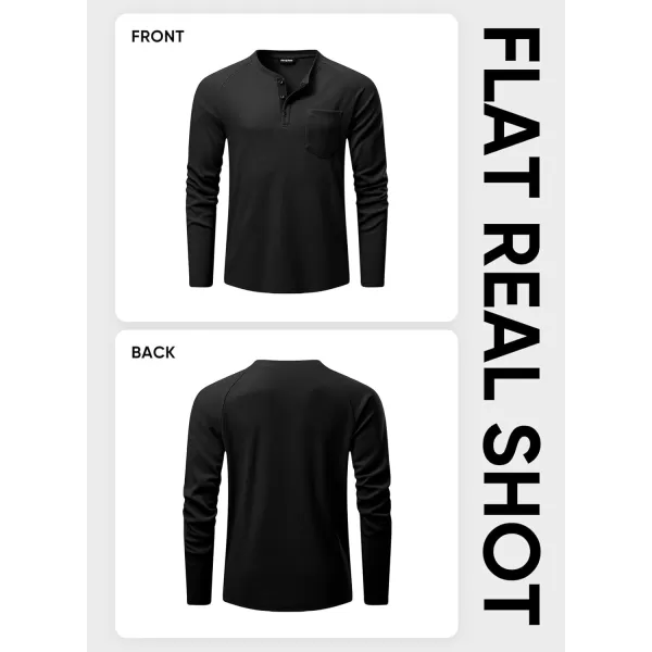 JMIERR Men's Waffle Henley Shirts Crewneck Long Sleeve Button Casual T-Shirt with Pocket