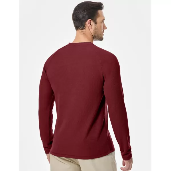 JMIERR Men's Waffle Henley Shirts Crewneck Long Sleeve Button Casual T-Shirt with Pocket