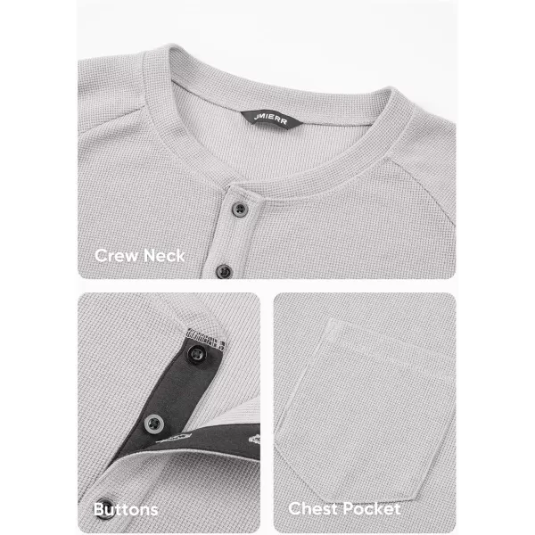 JMIERR Men's Waffle Henley Shirts Crewneck Long Sleeve Button Casual T-Shirt with Pocket