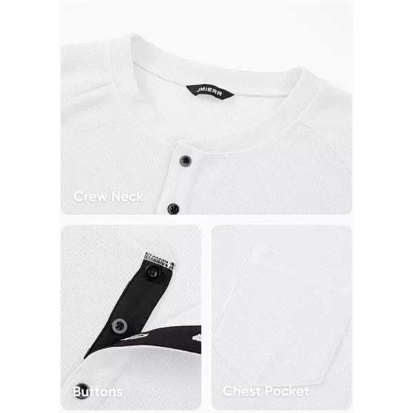 JMIERR Men's Waffle Henley Shirts Crewneck Long Sleeve Button Casual T-Shirt with Pocket