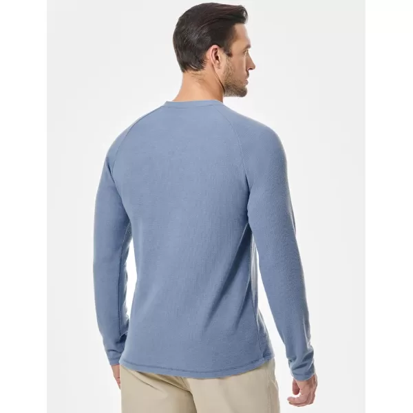 JMIERR Men's Waffle Henley Shirts Crewneck Long Sleeve Button Casual T-Shirt with Pocket